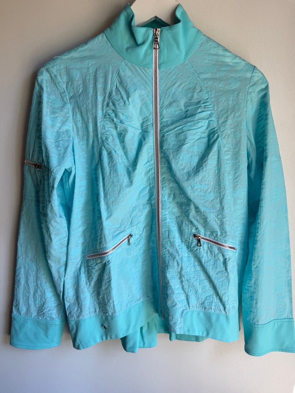 SwingDish USA Aqua Golf Jacket XS Lightweight Zip Front Athleisure Travel Jacket